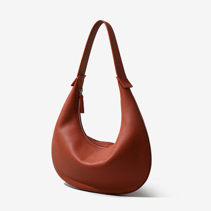 Li Ji | Original handmade genuine leather | Simple feel ~ lychee pattern top layer underarm crescent bag No. 9737 