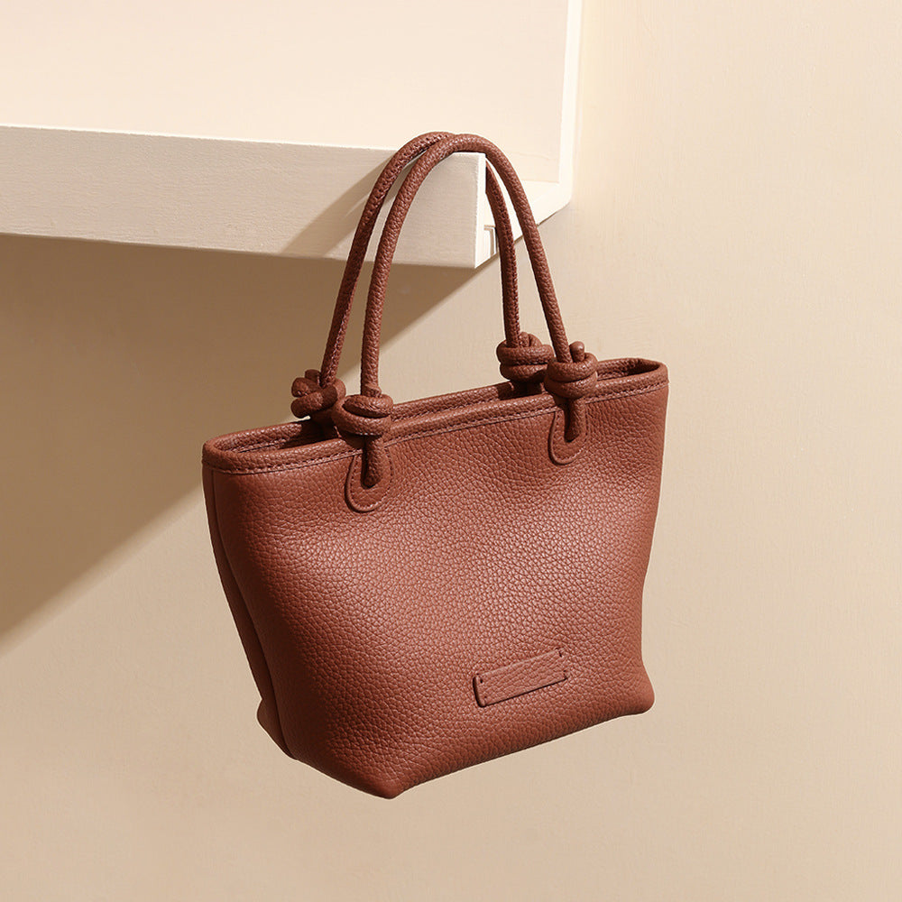 Li Ji | Original handmade leather | First-layer cowhide vegetable basket knot simple handbag No. 9750 