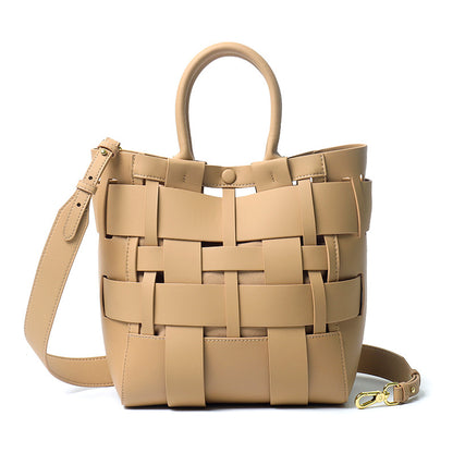 Li Ji | Original handmade leather | Simple large-capacity woven bag with hollow design No. A2870 