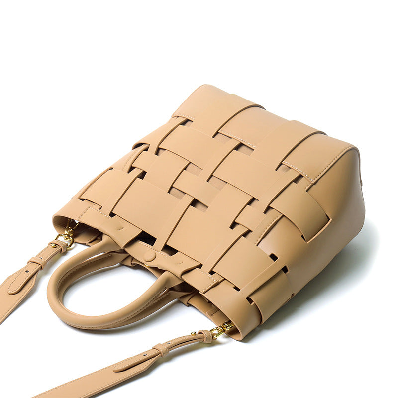 Li Ji | Original handmade leather | Simple large-capacity woven bag with hollow design No. A2870 