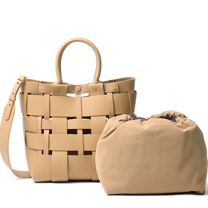 Li Ji | Original handmade leather | Simple large-capacity woven bag with hollow design No. A2870 