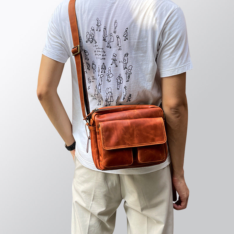 Li Ji | Original genuine leather handmade | Skilled craftsman's choice of cow leather casual shoulder bag No. A9082 