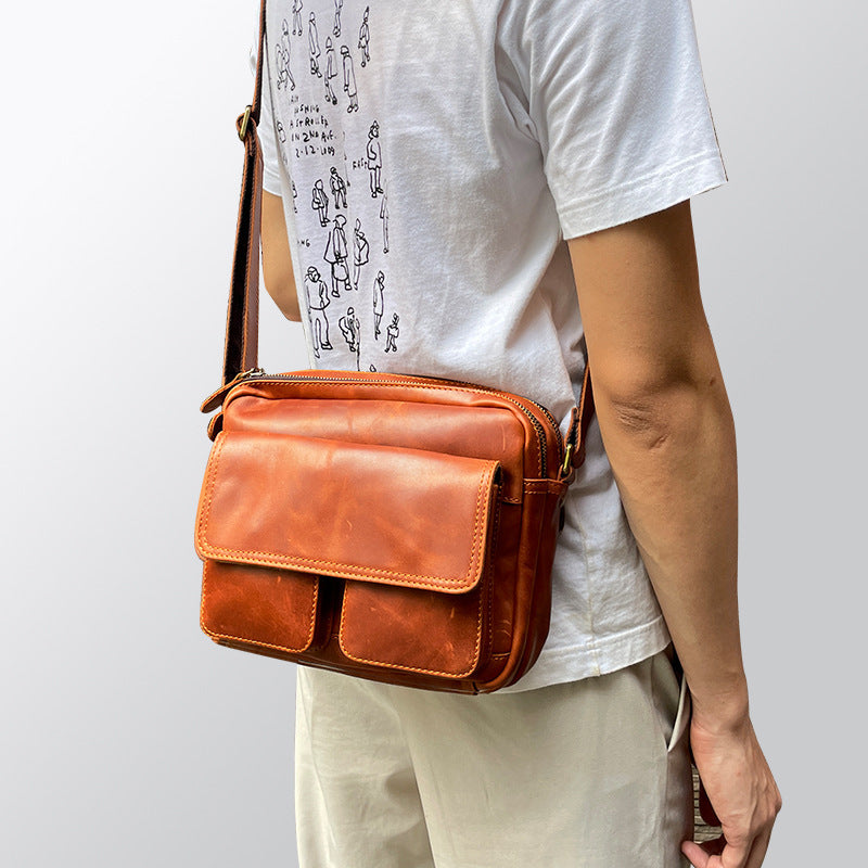 Li Ji | Original genuine leather handmade | Skilled craftsman's choice of cow leather casual shoulder bag No. A9082 