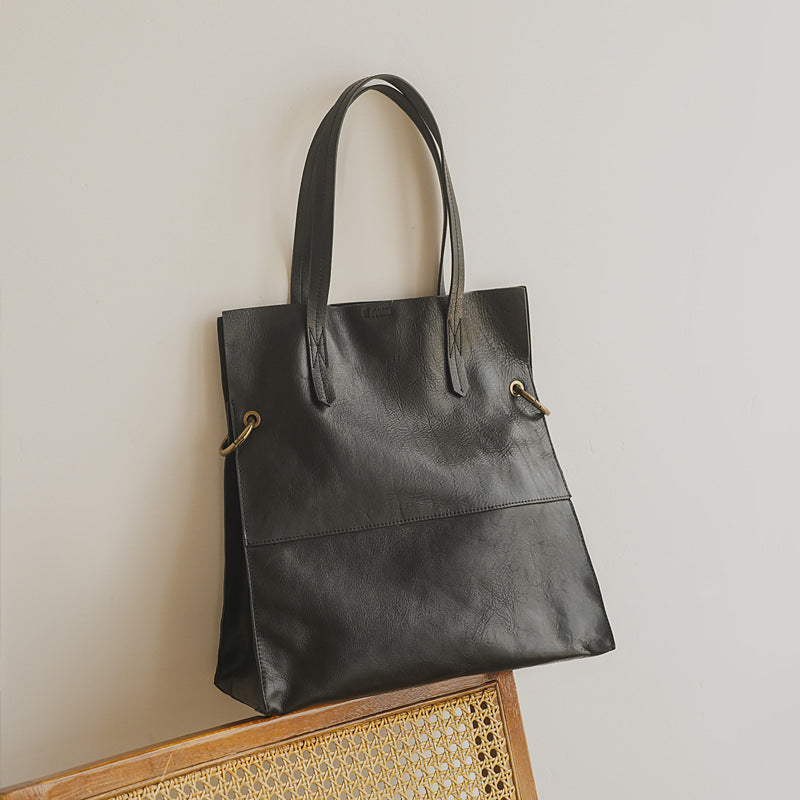 Li Ji | Original handmade genuine leather | Vertical soft top leather tote bag No. C9153 