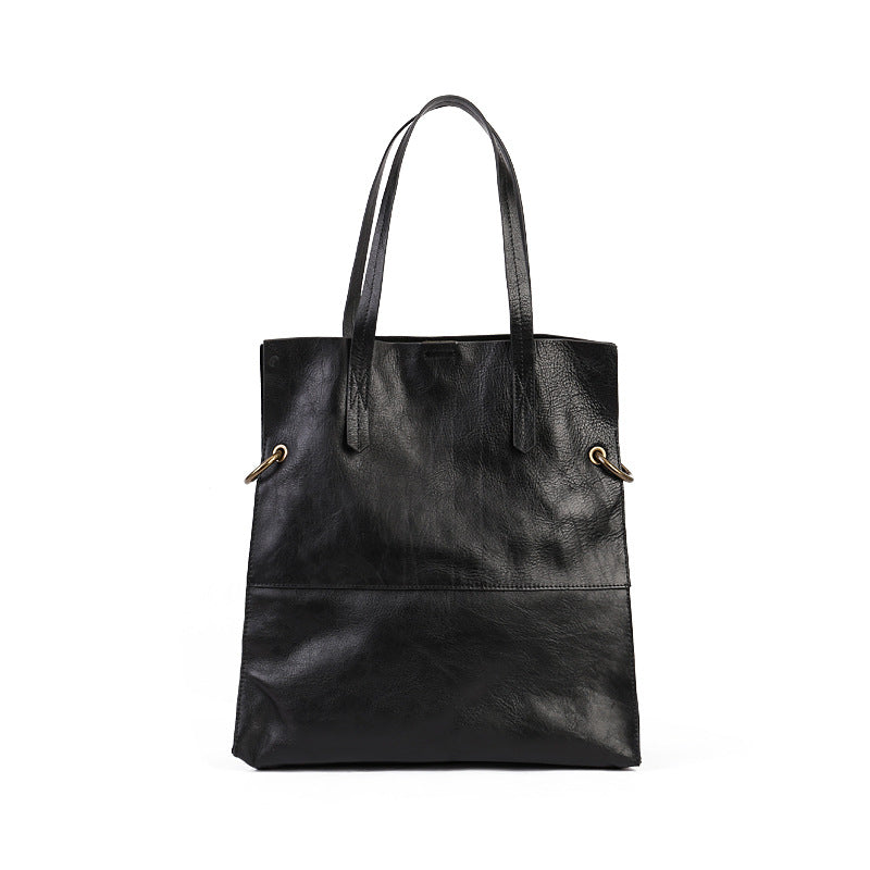 Li Ji | Original handmade genuine leather | Vertical soft top leather tote bag No. C9153 