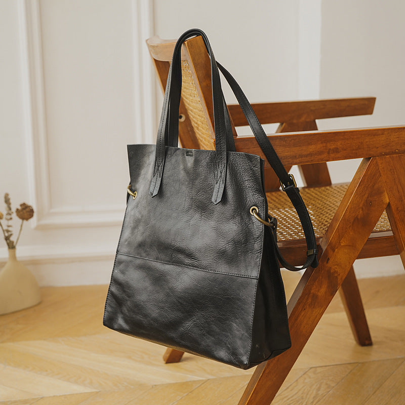 Li Ji | Original handmade genuine leather | Vertical soft top leather tote bag No. C9153 