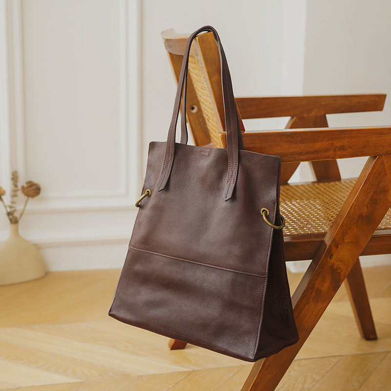 Li Ji | Original handmade genuine leather | Vertical soft top leather tote bag No. C9153 