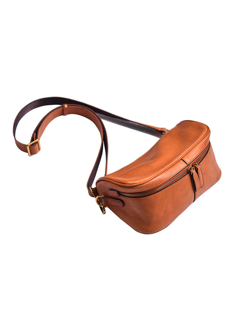 Li Ji | Original handmade genuine leather | Summer saddle bag with loose shoulder strap No. F1223 