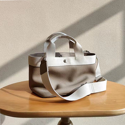 Li Ji | Original handmade genuine leather | First-layer cowhide French style lazy color-blocked tote bag No. F2316