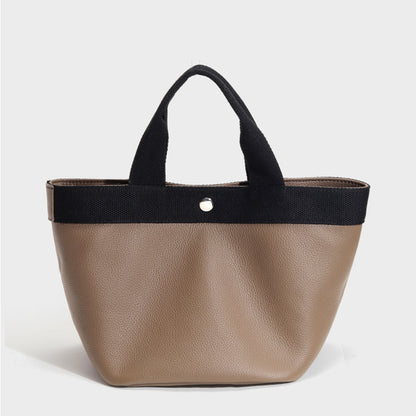 Li Ji | Original handmade genuine leather | First-layer cowhide French style lazy color-blocked tote bag No. F2316