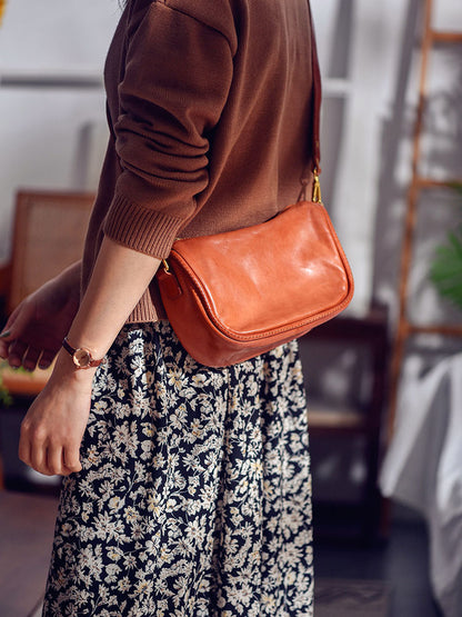 Li Ji | Original handmade genuine leather | Xia's new work! Wide shoulder strap saddle bag No. F7022 