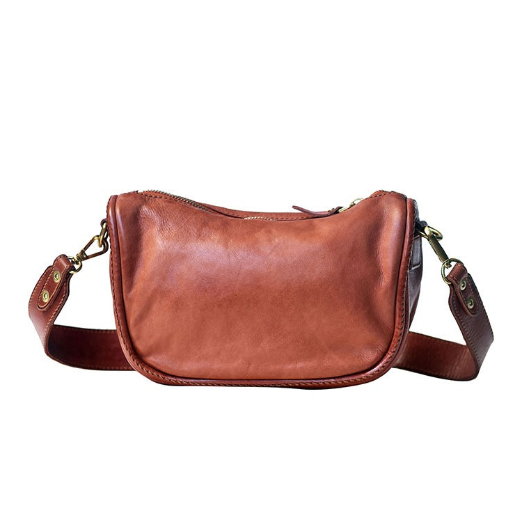 Li Ji | Original handmade genuine leather | Xia's new work! Wide shoulder strap saddle bag No. F7022 