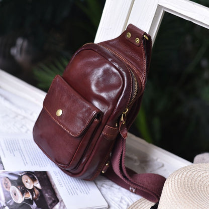 Li Ji | Original handmade leather | Xia's new Japanese style casual chest bag for men and women No. F7729 