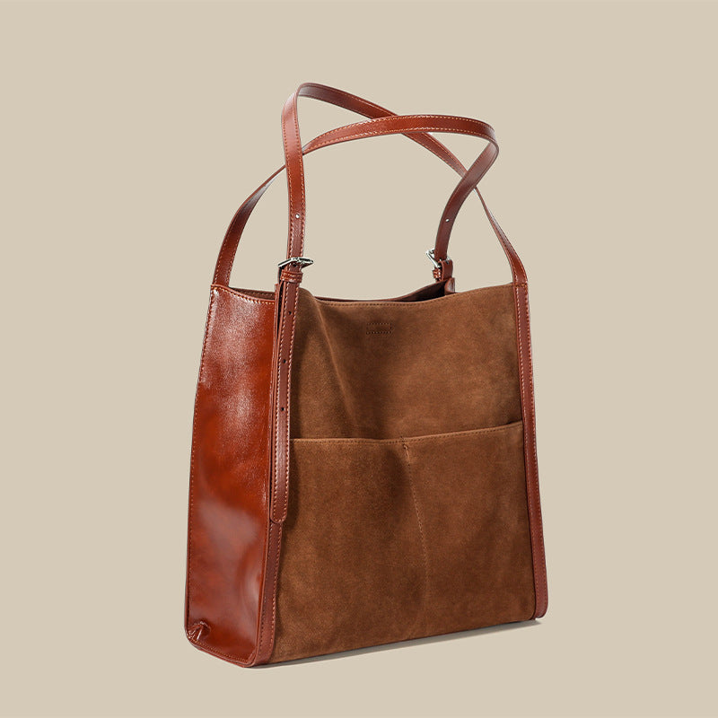 Li Ji | Original handmade genuine leather | Textured strong abrasive sand leather tote bag No. F9642 