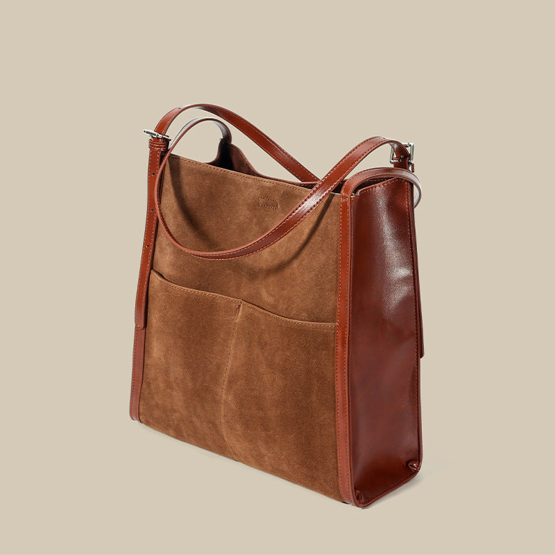 Li Ji | Original handmade genuine leather | Textured strong abrasive sand leather tote bag No. F9642 