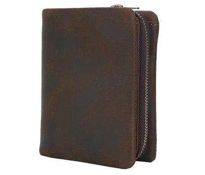 Li Ji | Original handmade genuine leather | Detachable mother-in-law wallet, short cowhide leather cloth No. 4127 