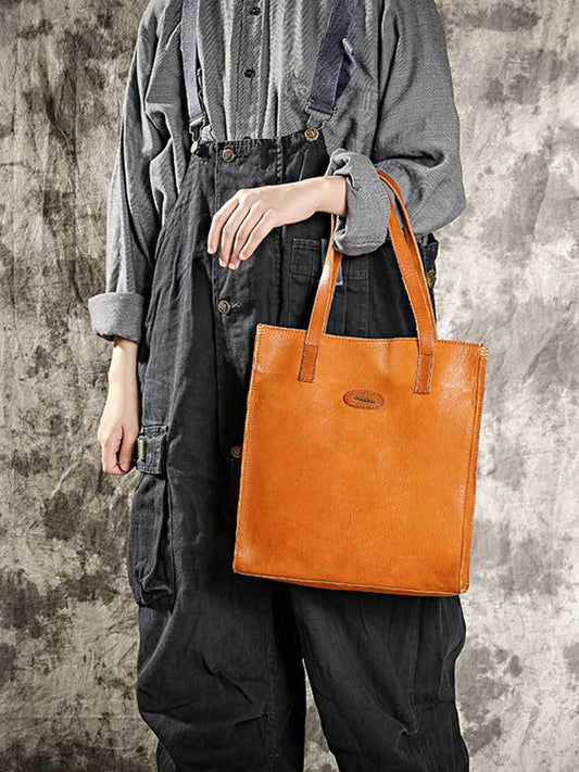 Li Ji | Original handmade leather | Vintage vegetable tanned leather lightly washed and distressed tote bag No. H2120 