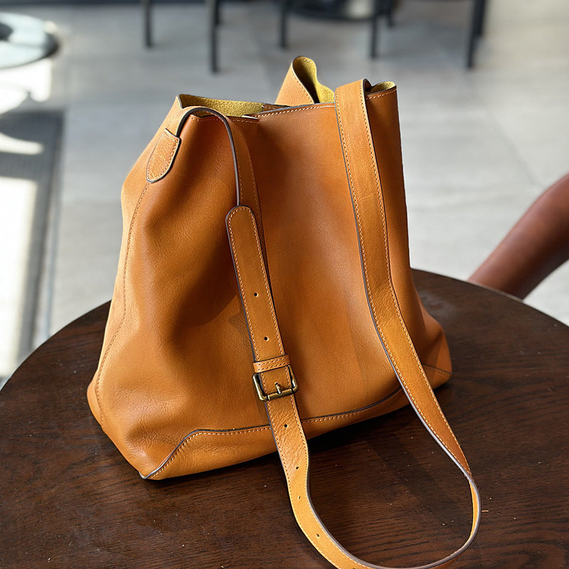 Li Ji | Original handmade leather | Korean vegetable tanned cowhide retro large-capacity tote bag No. H3019