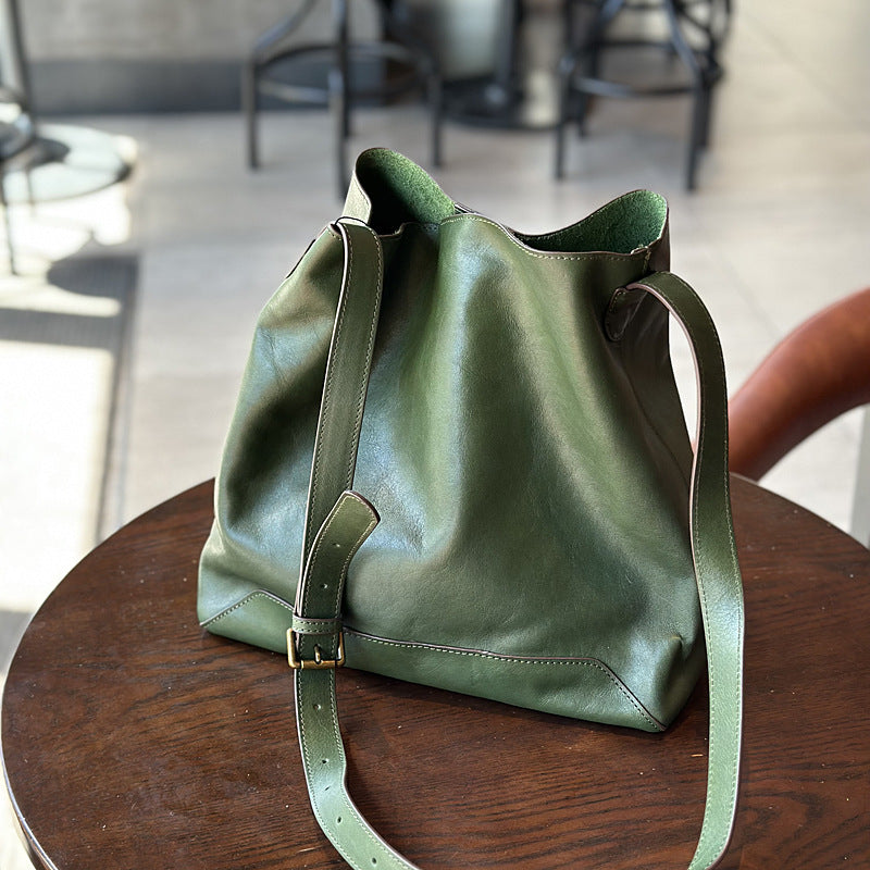 Li Ji | Original handmade leather | Korean vegetable tanned cowhide retro large-capacity tote bag No. H3019