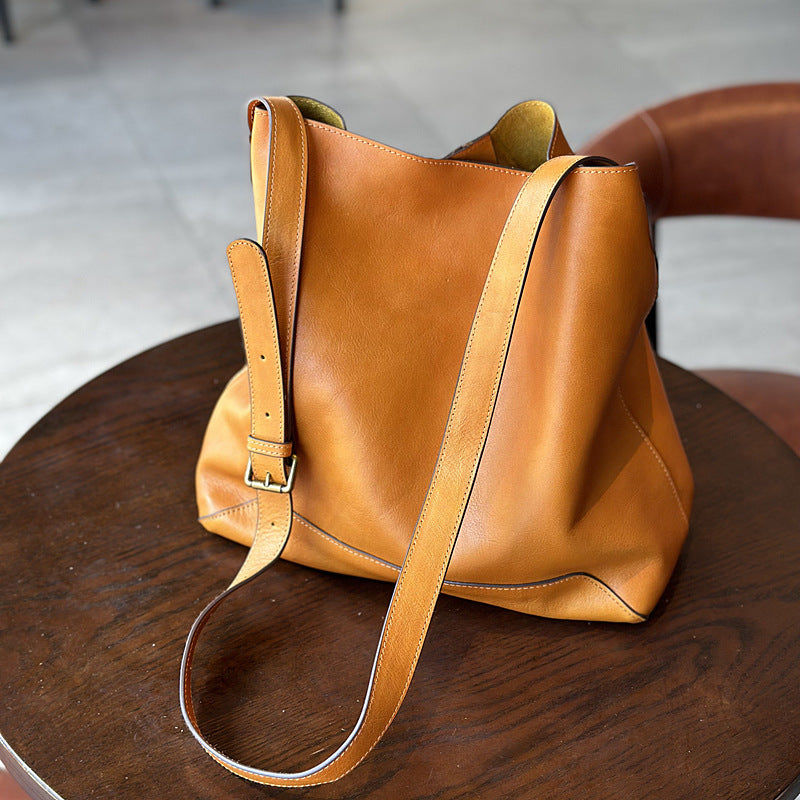 Li Ji | Original handmade leather | Korean vegetable tanned cowhide retro large-capacity tote bag No. H3019