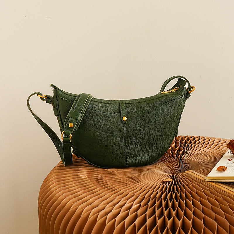 Li Ji | Original handmade genuine leather | Simple, convenient and high-end crescent bag No. HF4805 