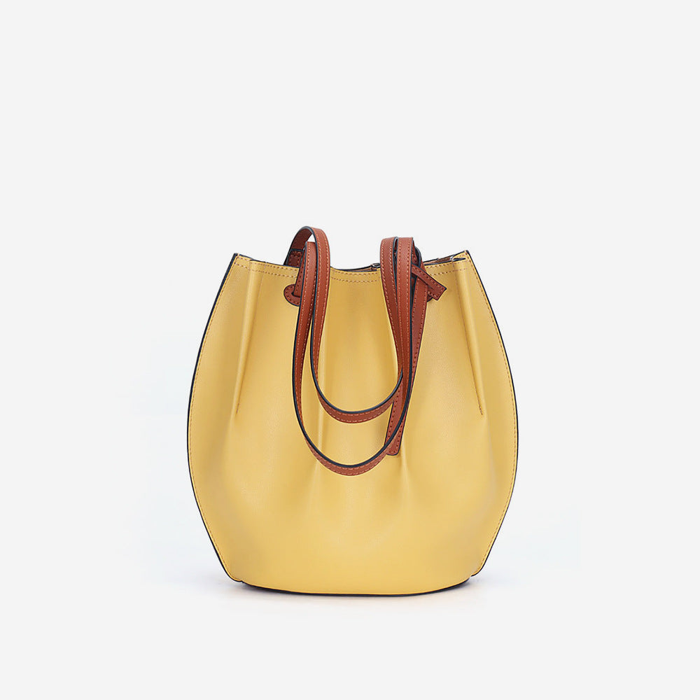 Li Ji | Original handmade leather | OMG! ! Renji Simple Contrasting Color Basket Bag No. L2127 