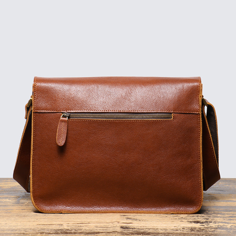 Li Ji | Original handmade genuine leather | High-quality genuine leather horizontal vegetable tanned leather briefcase No. L3351 