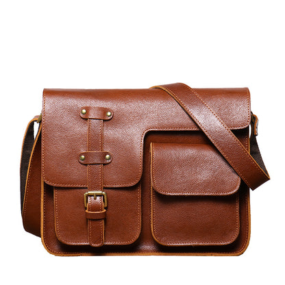 Li Ji | Original handmade genuine leather | High-quality genuine leather horizontal vegetable tanned leather briefcase No. L3351 