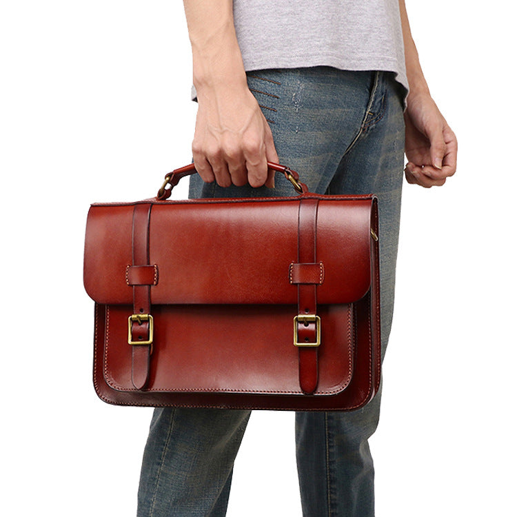 Li Ji | Original handmade leather | British style postman functional Cambridge bag 210227