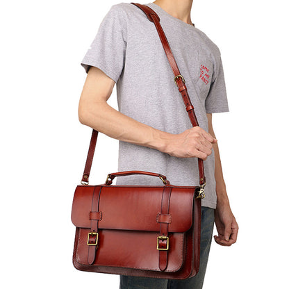 Li Ji | Original handmade leather | British style postman functional Cambridge bag 210227