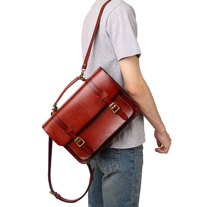 Li Ji | Original handmade leather | British style postman functional Cambridge bag 210227