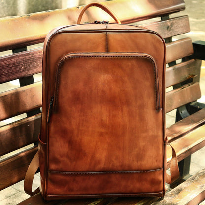 Li Ji | Original handmade leather | Color-rubbed tree paste leather first-layer cowhide backpack No. 8110 