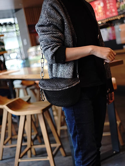 Li Ji | Original handmade leather | Chain half yen round saddle waist bag M24182 