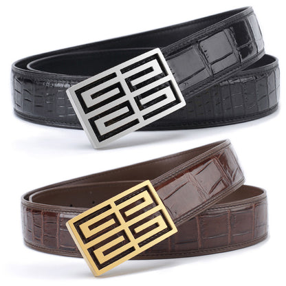 Li Ji | Thai Siam Belly Style Middle-aged Genuine Leather Crocodile Belt No. PA150 