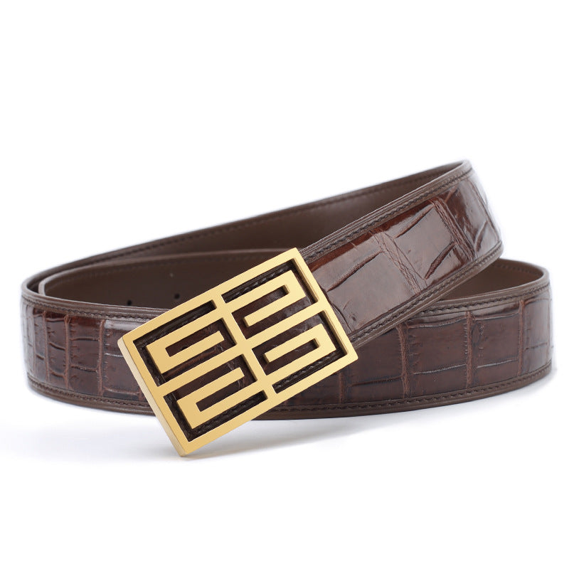 Li Ji | Thai Siam Belly Style Middle-aged Genuine Leather Crocodile Belt No. PA150 