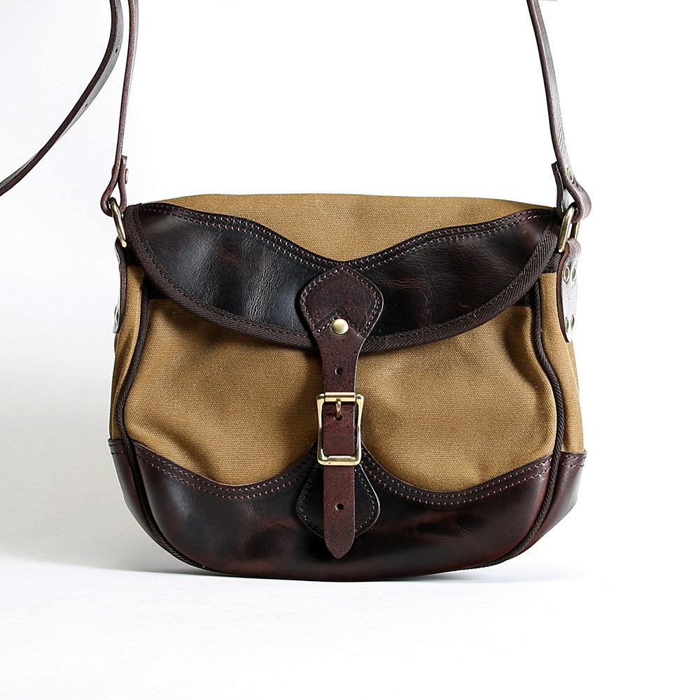 Li Ji | Original handmade genuine leather | American retro thickened oil-waxed vegetable-tanned cowhide + canvas embossed cross-saddle bag No. 565 