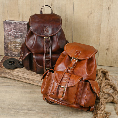 Li Ji | Original handmade genuine leather | Vegetable tanned leather backpack for men and women, size 170