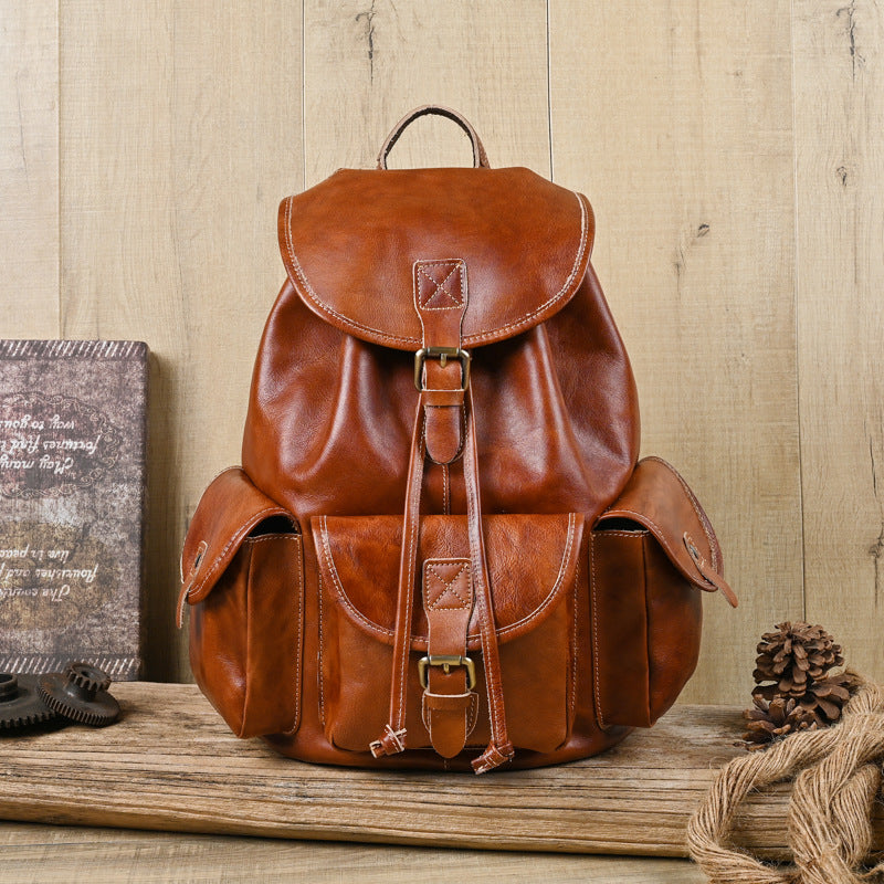 Li Ji | Original handmade genuine leather | Vegetable tanned leather backpack for men and women, size 170