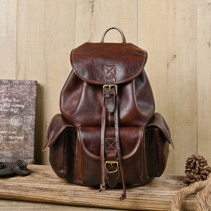 Li Ji | Original handmade genuine leather | Vegetable tanned leather backpack for men and women, size 170