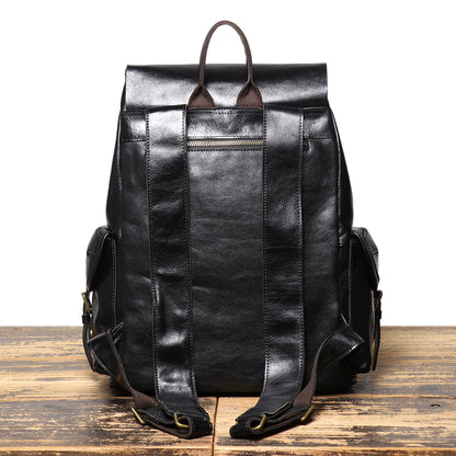 Li Ji | Original handmade genuine leather | First-layer cowhide drawstring backpack for business trips No. LG1939 