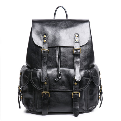 Li Ji | Original handmade genuine leather | First-layer cowhide drawstring backpack for business trips No. LG1939 