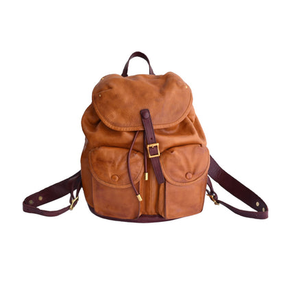 Li Ji | Original handmade leather | Retro style genderless and distressed backpack No. LY6040 