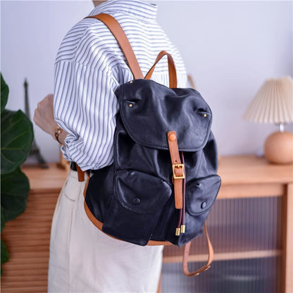 Li Ji | Original handmade leather | Retro style genderless and distressed backpack No. LY6040 