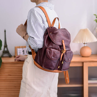 Li Ji | Original handmade leather | Retro style genderless and distressed backpack No. LY6040 