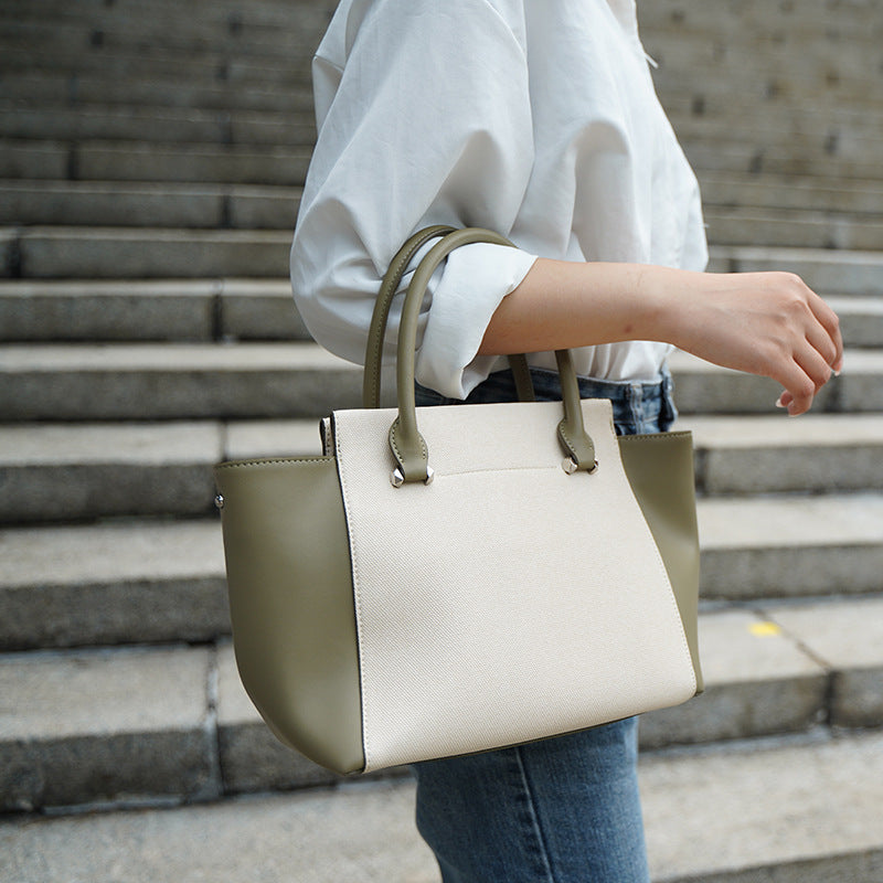 Li Ji | Original handmade leather | Elegant, soft, temperamental and color-blocked handbag No. M2827