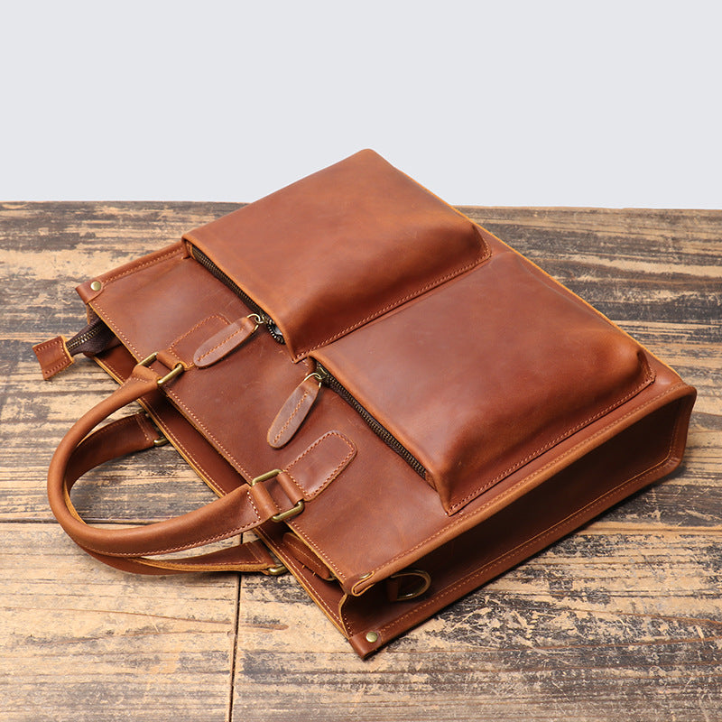 Li Ji | Original leather handmade | Three-dimensional bag portable briefcase No. 7073 