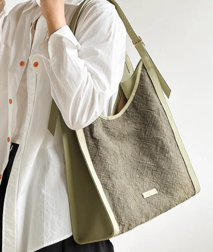 Li Ji | Original handmade genuine leather | Lazy style, cotton and linen texture, large capacity armpit bag No. m7907 