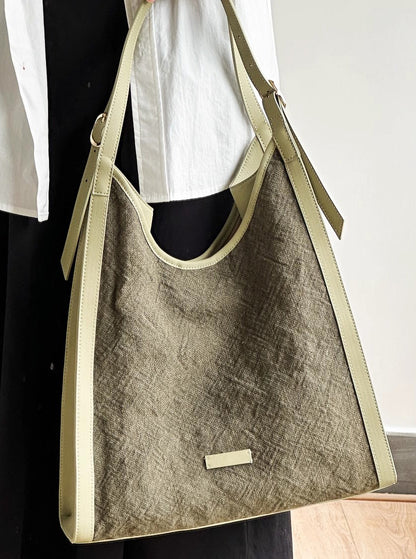 Li Ji | Original handmade genuine leather | Lazy style, cotton and linen texture, large capacity armpit bag No. m7907 