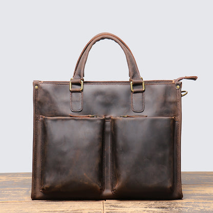 Li Ji | Original leather handmade | Three-dimensional bag portable briefcase No. 7073 