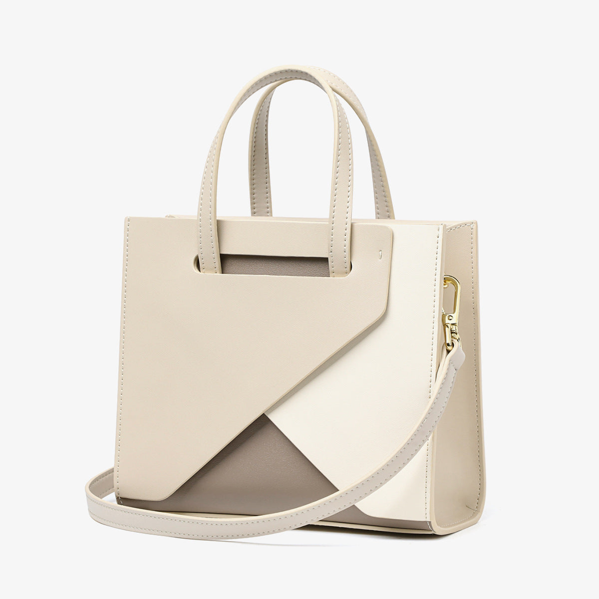 Li Ji | Original handmade leather | Color-blocking elements and geometric lines handbag v8866 